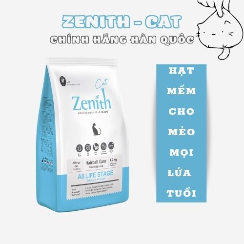 Thức ăn hạt mềm cho mèo Zenith | Không ngũ cốc | Triệt tiêu búi lông | Từ & cá hồi | Cho mèo mọi lứa tuổi