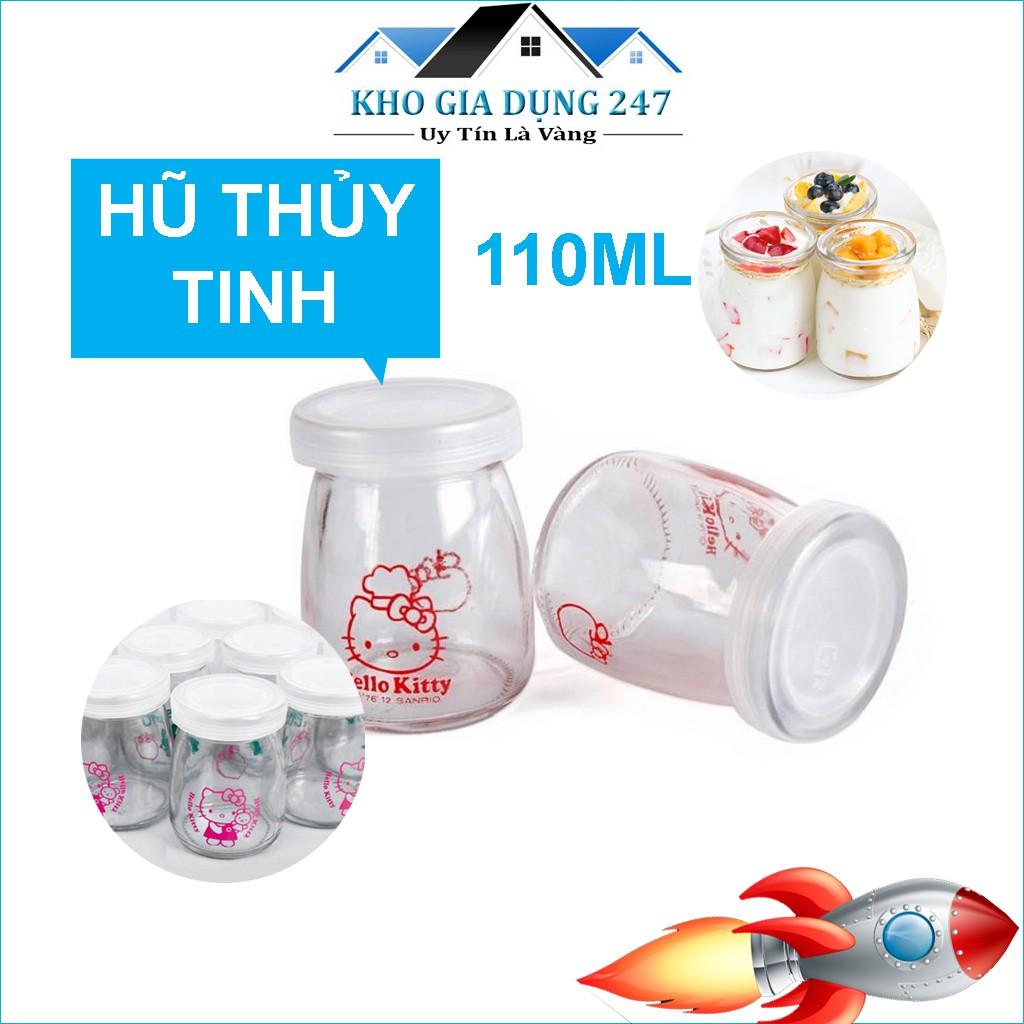 Hũ sữa chuaHũ thủy tinh pudding kèm nắp 110ml có hình