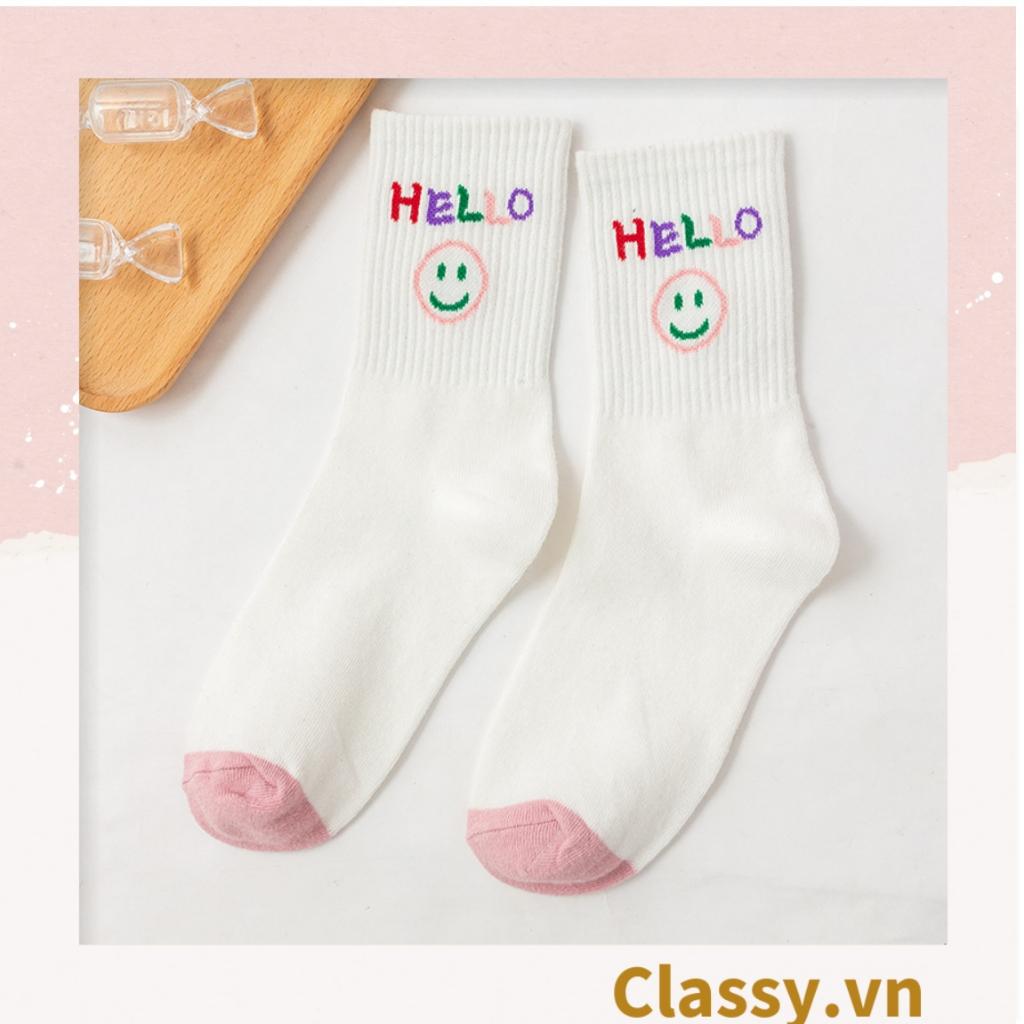 Tất cổ cao Classy,  vớ cổ cao ngày mới vui vẻ, chất cotton siêu êm chân G1349