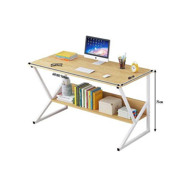 Bàn làm việc chữ K có kệ sách K-Table