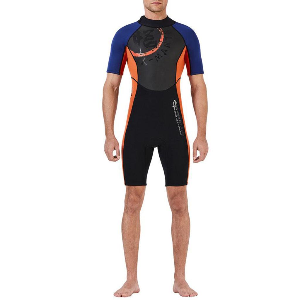 Men 1.5mm Diving Wetsuit One-Piece Short Sleeve Wet Suit Jumpsuit Shorts
