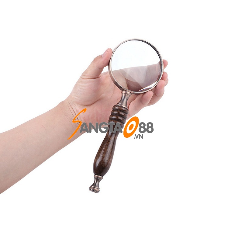 Kính lúp 10x tay cầm gỗ đọc sách báo đa năng cao cấp