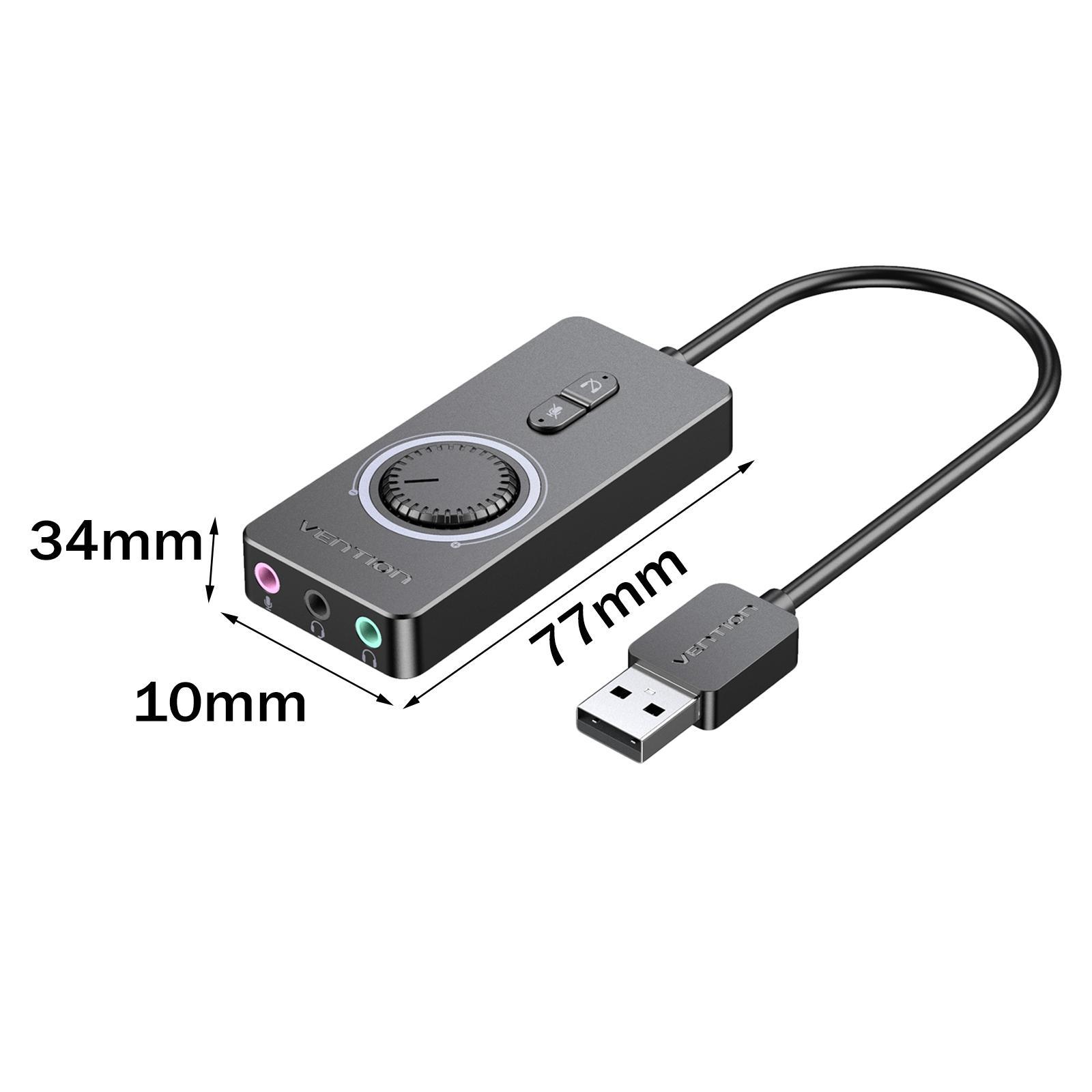 Splitter Converter External USB Sound Adapter USB Sound Card for Windows