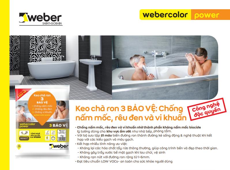 Keo chít mạch/ keo chà ron bảo vệ 3 lớp Weber.color power PO-111