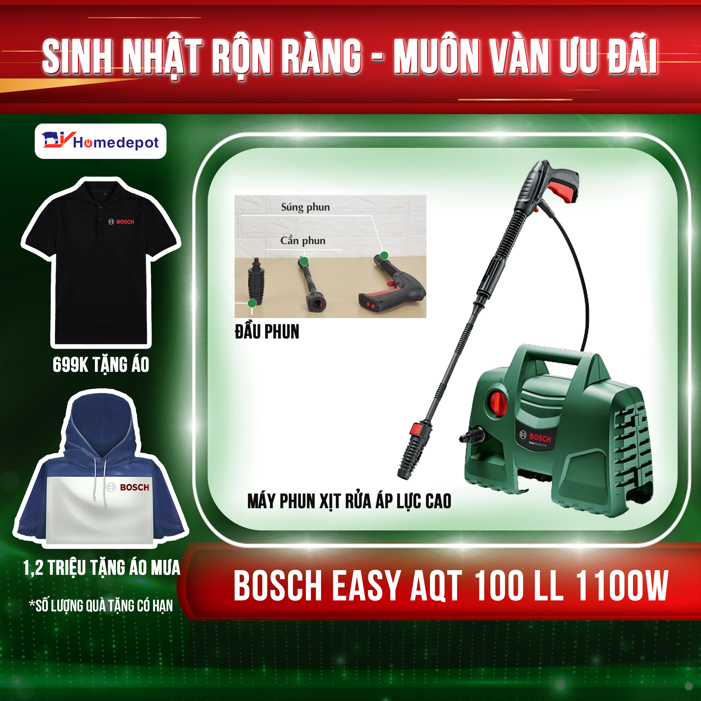Máy xịt rửa cao áp Bosch AQT 100LL