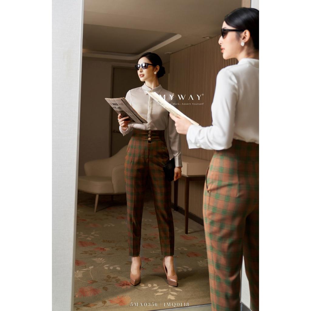 Quần Âu Nữ MY WAY Dáng Baggy Họa Tiết Kẻ Caro Cao Cấp 1MQ0148
