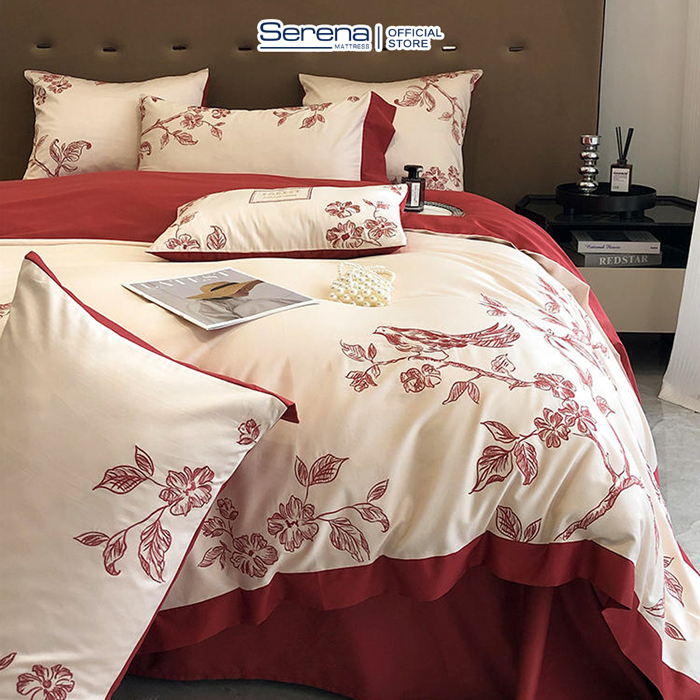 Drap Giường Lụa Satin SERENA Cao Cấp - Bộ Chăn Ga Ra Drap Gối Mền Nệm Đệm Giường Đẹp Phi Lụa Thái 5 Món Khách Sạn Cao Cấp 1m2 1m4 1m6 1m8 2m 2m2x2m