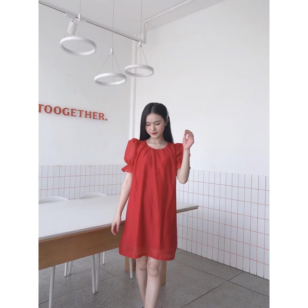 ĐẦM VOAN 2 LỚP 4 MÀU DÁNG BABYDOLL TAY LỠ BO THUN-hình thật shop chụp