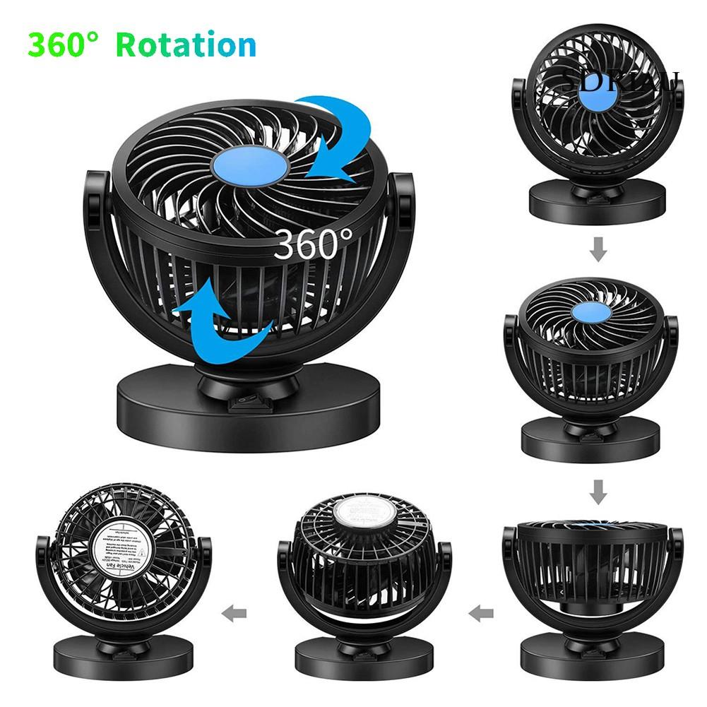 Quạt Làm Mát Gắn Bảng Điều Khiển Xe Hơi 12v 24v 360 Độ