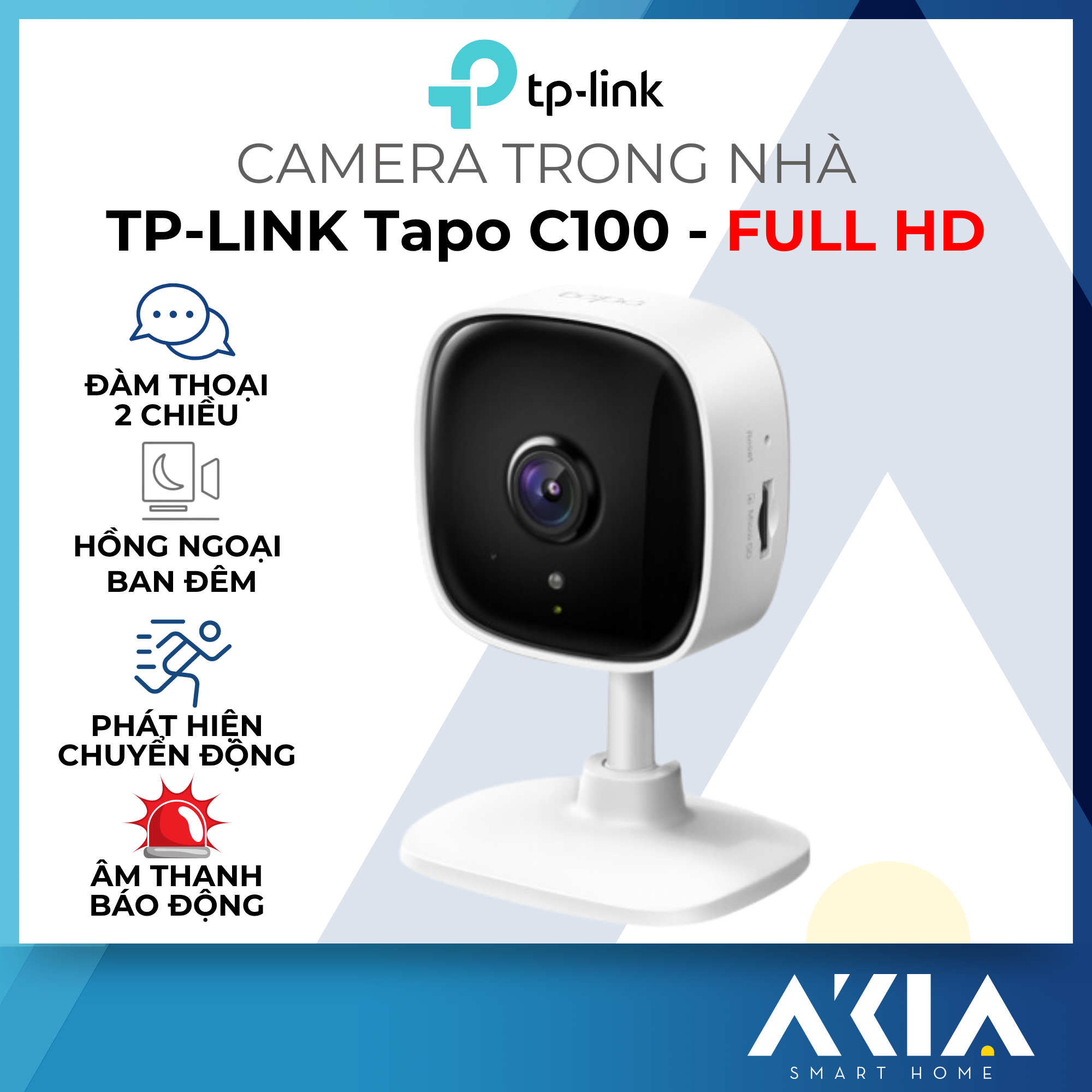 Camera Wifi Trong nhà Tp-Link Tapo C110 / C100 - Đàm thoại 2 chiều, Có loa báo động, Hồng ngoại ban đêm - HÀNG CHÍNH HÃNG