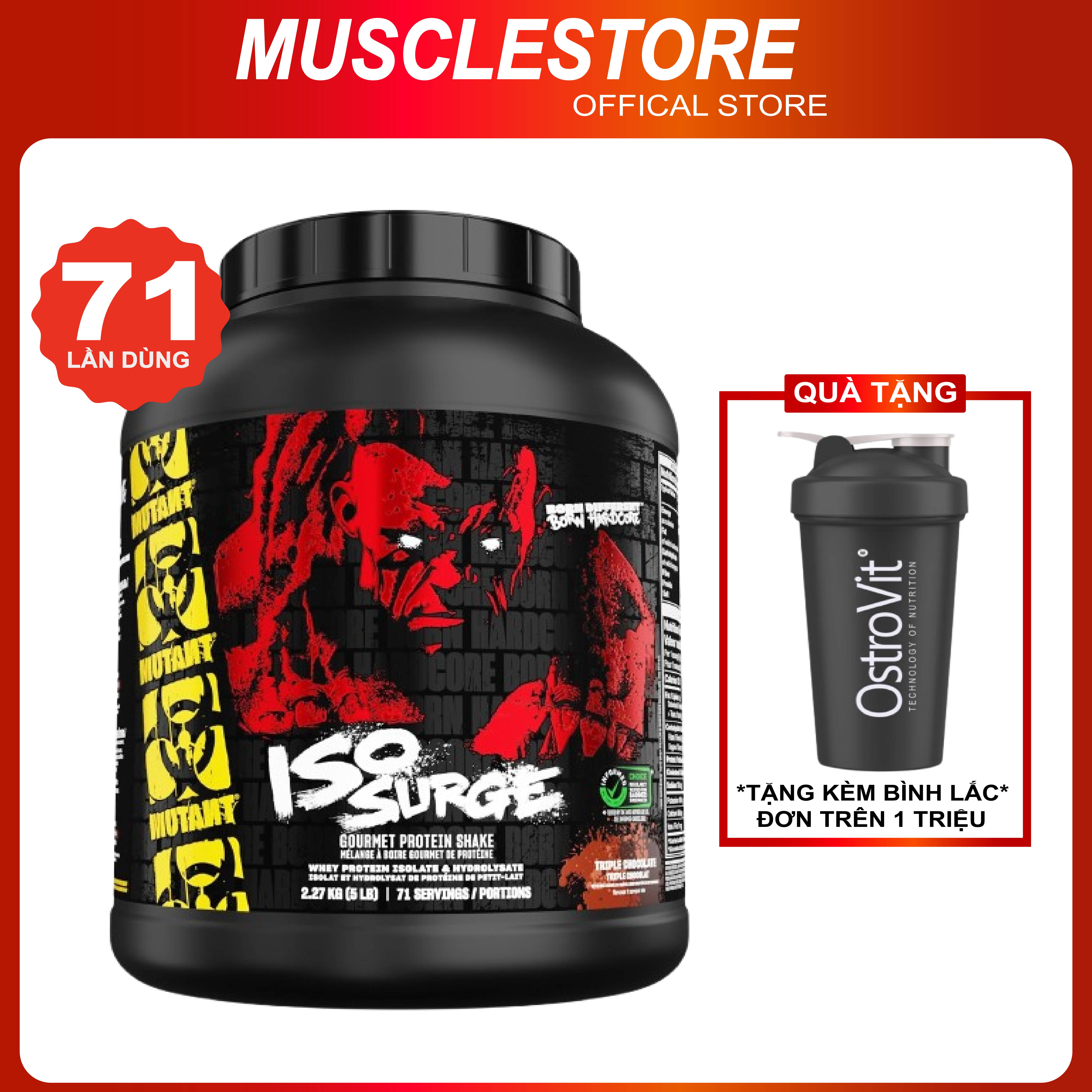 Mutant Iso Surge 5lbs (2.3kg), Whey Protein Sữa Tăng Cơ, Bổ Sung Đạm Phục Hồi và Phát Triển Cơ