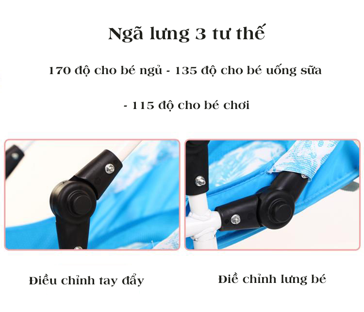 Ghế bập bênh 4in1 kiêm xe đẩy 2 chiều có nhạc và rung mát xa cho bé TẶNG mùng và đồ chơi kèm theo (xanh)