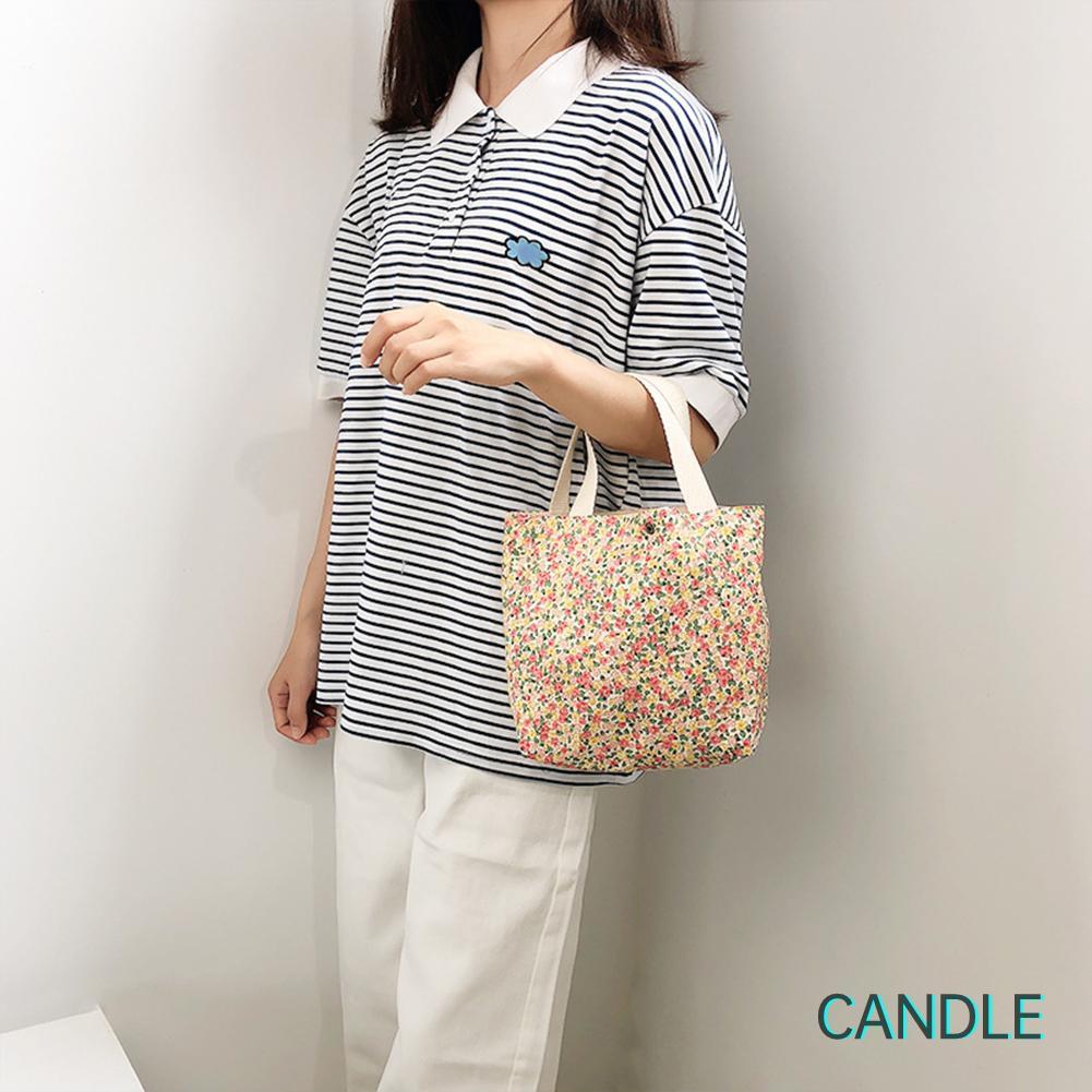Túi Vải Canvas Đựng Hộp Cơm Trưa In Họa Tiết Đơn Giản