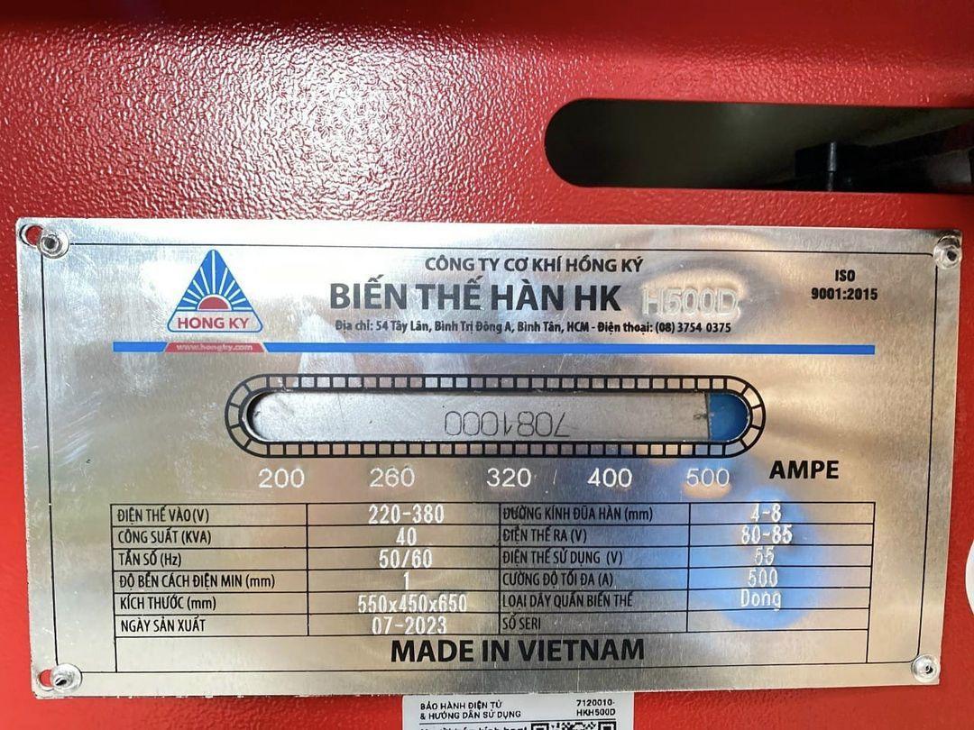 MÁY HÀN 500A HỒNG KÝ HK-H500D - HÀNG CHÍNH HÃNG