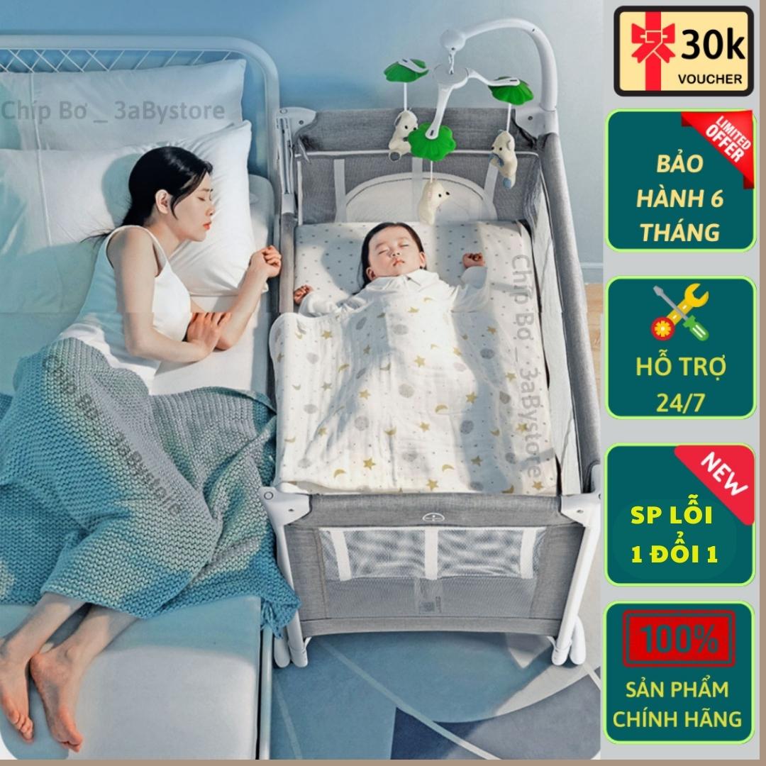 NÔI CŨI GHÉP GIƯỜNG CoolBAby ( có màn + nệm ) dành cho bé từ 0-4 tuổi bảo hành 6 tháng _ CHÍP BƠ _ 3aBystore