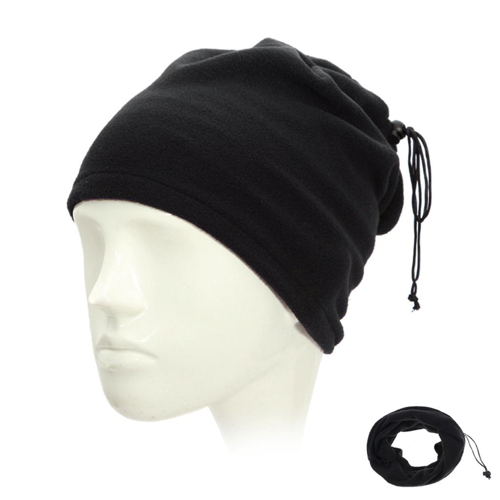 3 in 1 Snood Fleece Scarf Balaclava Neck Warmer Mask Beanie Hat Black