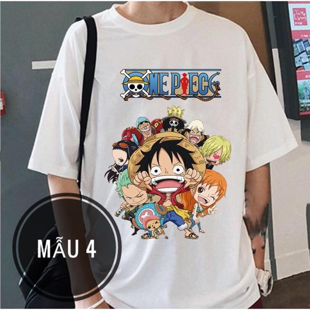 Áo thun Luffy mũ rơm    Áo phông cotton tay ngắn hoạt hình One piece đảo hải tặc unisex nam nữ bận đều đẹp