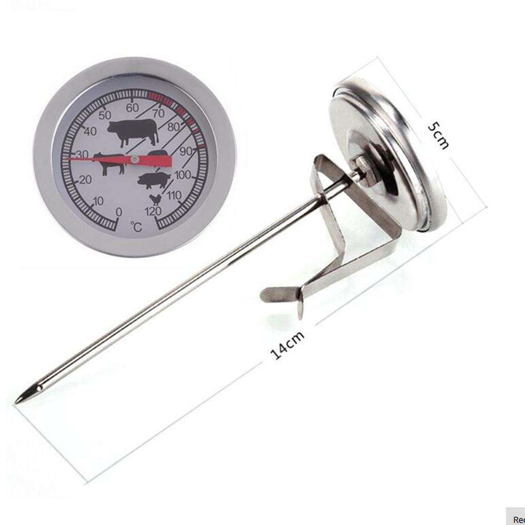 2Pieces Dial Thermometer Probe-Type Coffee Milk Drinks BBQ Meat