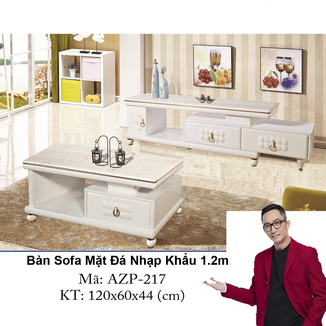 Bàn Sofa Mặt Đá Size 1.2m / 1 Ngăn Kéo / Dòng Cao Cấp - Hàng Nhập Khẩu AZP-T217