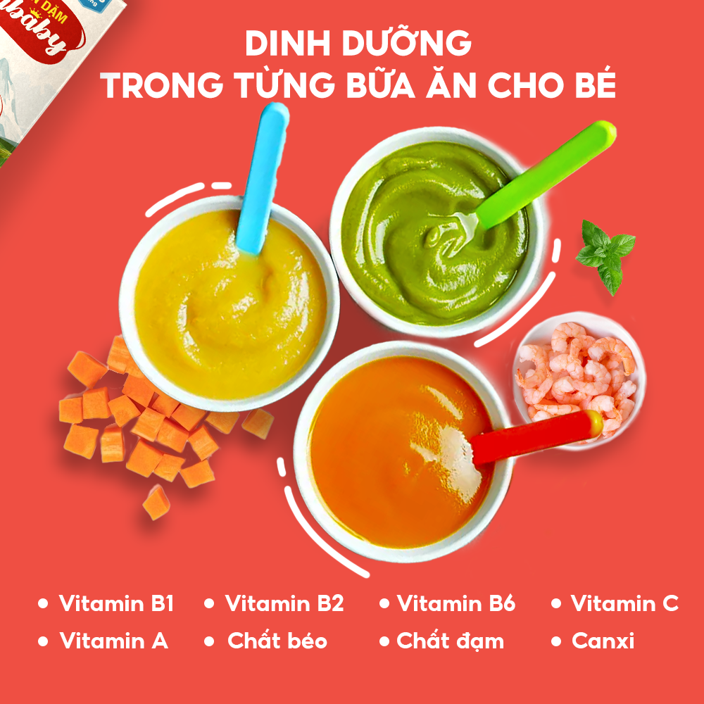 Bột Ăn Dặm Humababy Vị Tôm - Cà Rốt - Hộp 10 Gói x 25g