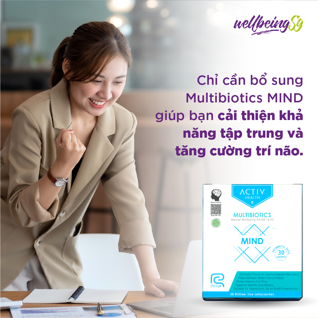 Thức Uống Dạng Bột ActivHealth Multibiotics Mind Duy Trì Hệ Vi Khuẩn Đường Ruột, Hỗ Trợ Giải Tỏa Căng Thẳng, Bổ Sung Năng Lượng Cho Cơ Thể