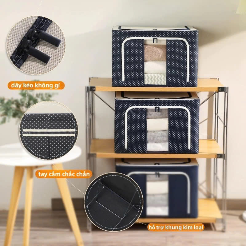 Túi Đựng Chăn Màn - Hộp Đựng Quần Áo Khung Sắt Gấp Gọn - Màu Ngẫu Nhiên