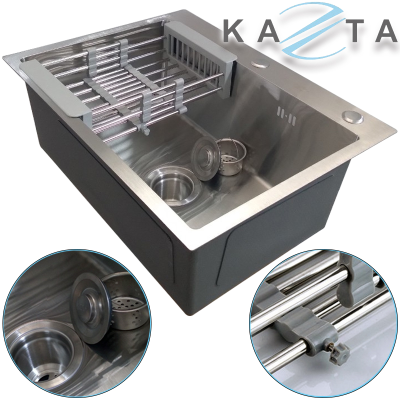 Combo Chậu Rửa Chén Bát Cao Cấp KAZTA KZ-CB6045DR Inox Gồm: Chậu Rửa Chén, Vòi rửa Chén Nóng Lạnh Và Phụ Kiện Kèm Theo