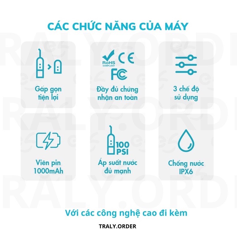 Máy Tăm Nước Cầm Tay - Tăm Nước Vệ Sinh Răng Miệng Oral Irrigator - Bản Quốc Tế Chuẩn Châu Âu