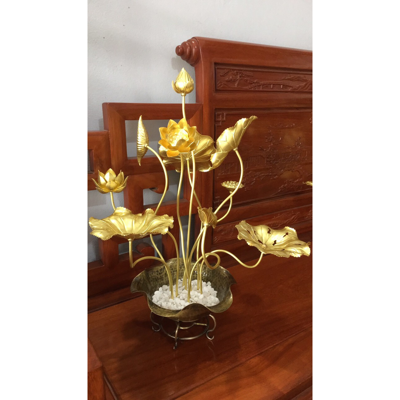 Chậu hoa sen màu gold cao cấp - Decor trang trí