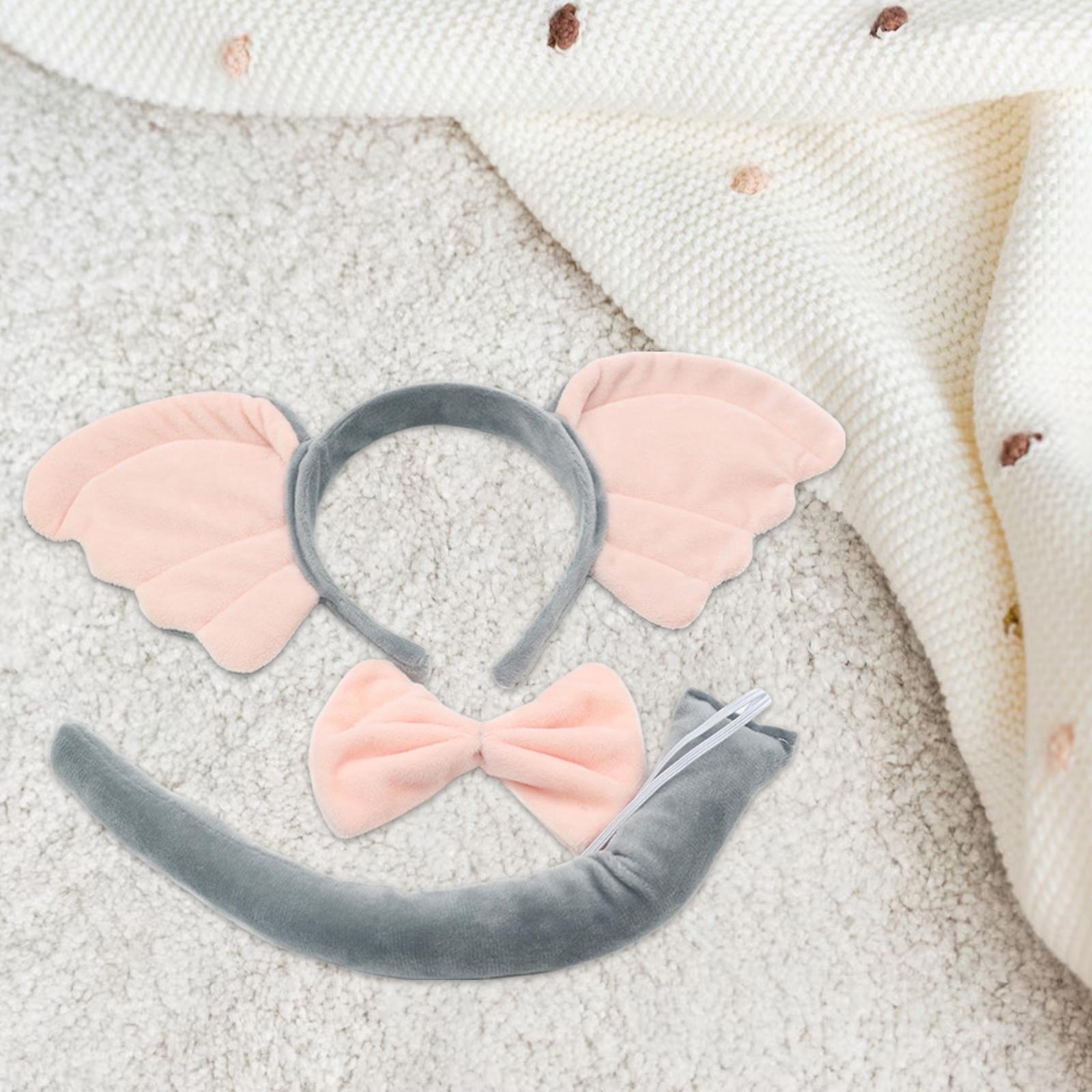 Elephant Costume Ears Headband Bowtie Tail for Stage Shows Carnival Dress up