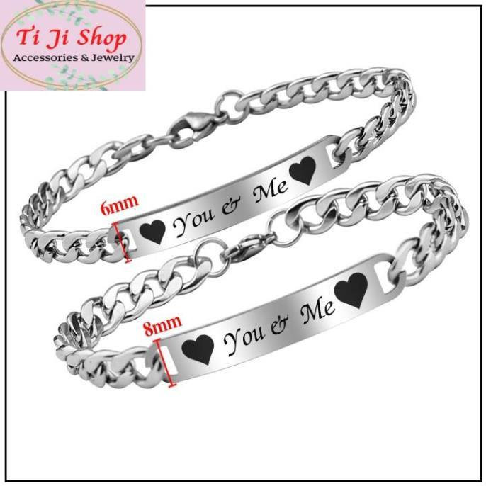 LẮC VÒNG TAY CẶP ĐÔI INOX YOU & ME ĐẸP Ý NGHĨA - 1 cặp