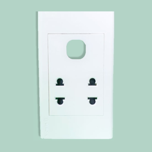 Ổ cắm đôi 2 chấu + 1 module hạt tròn Sino Vanlock S18U2X