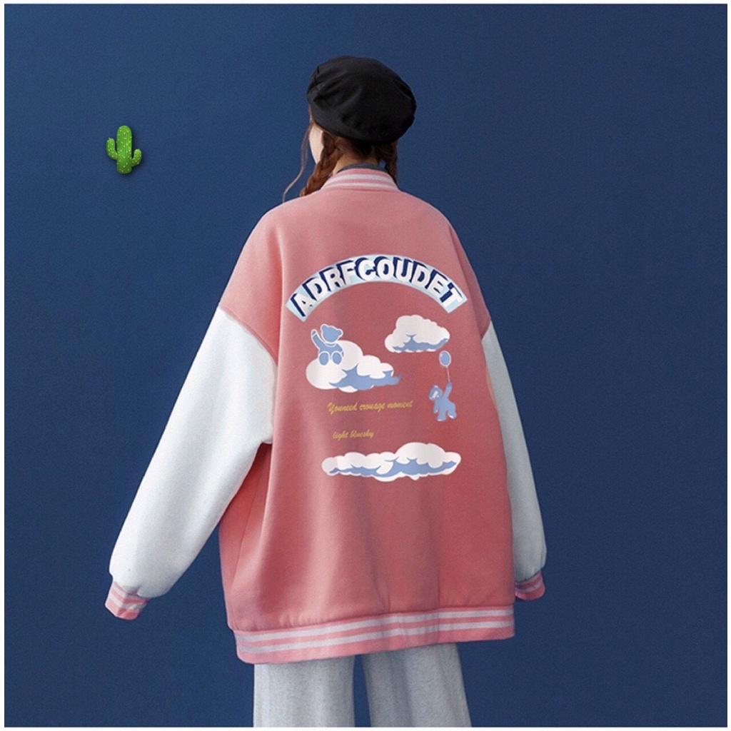 Áo Khoác Bomber Varsity Jacket in AR Chất Nỉ Mịn Đẹp Unisex Nam Nữ