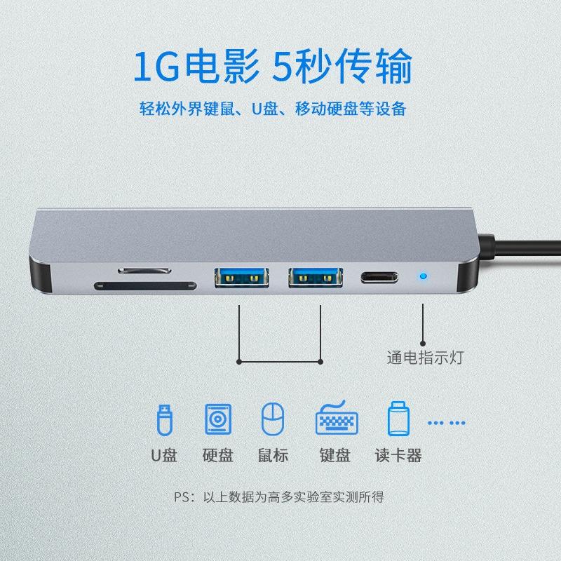 Bộ Chuyển Đổi 6 Trong 1 đa năng cổng chuyển đổi chia cổng USB 3.0 tốc độ 500Mb/s SD, TF, 4K,HDMI cho MacBook lap