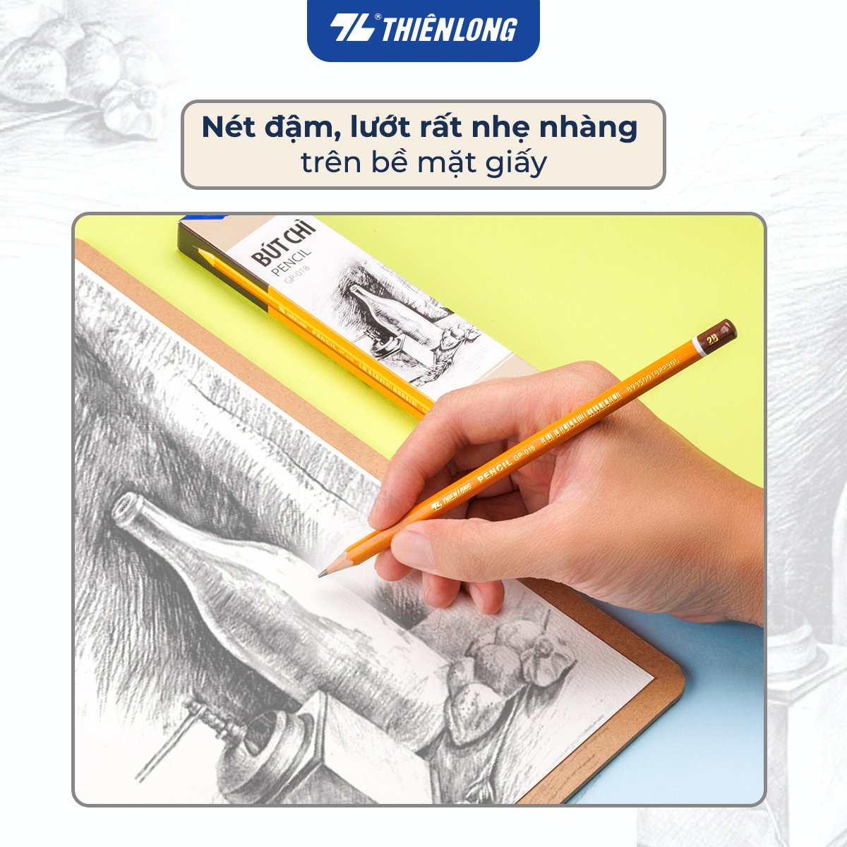 Combo 5 Bút chì gỗ Thiên Long GP-018- Độ cứng 2B