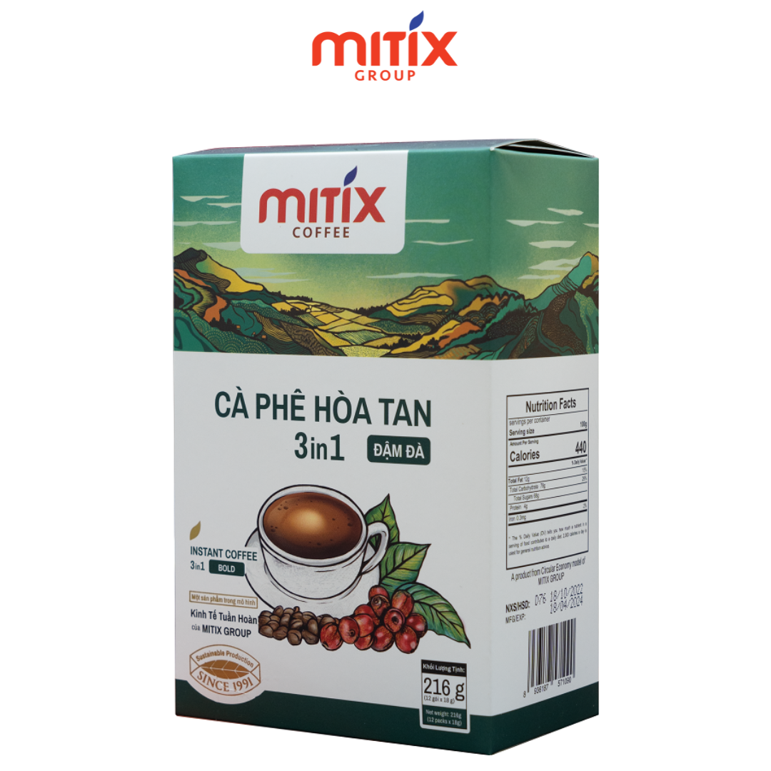 Cà phê hòa tan 3in1 Mitix vị Đậm Đà loại 216gr