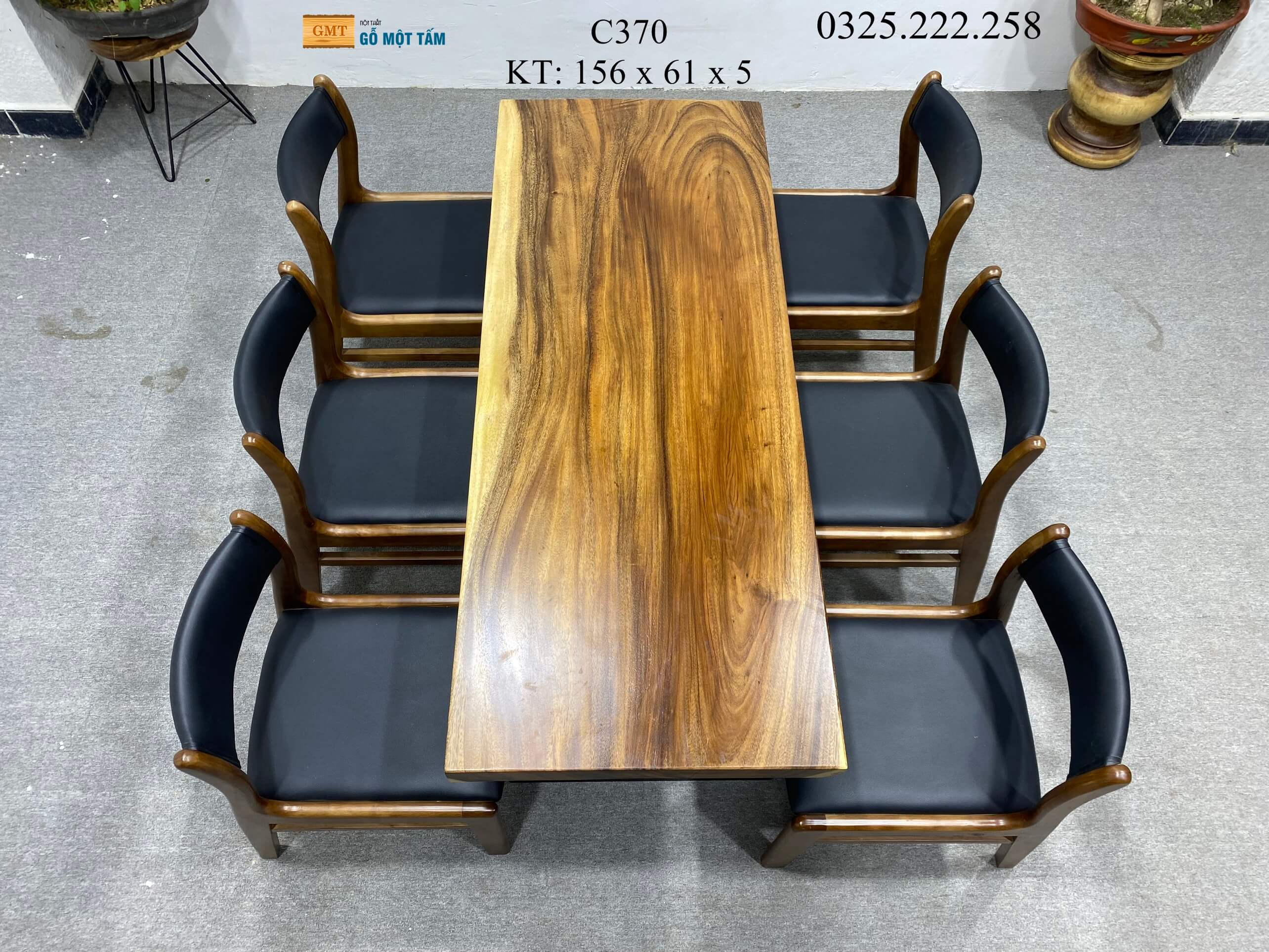 Bàn Làm Việc Gỗ Me Tây, Bàn Sân Vườn Gỗ Me Tây, Bàn Gỗ Me Tây Nguyên Tấm Dài 1,56m Rộng 61cm Dày 5cm