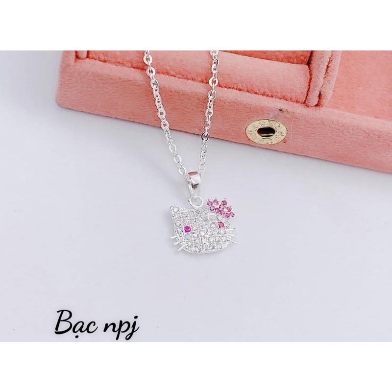 Dây chuyền cho bé bạc đẹp, vòng cổ bạc cho bé ️ Hello kitty ️- Bạc Npj