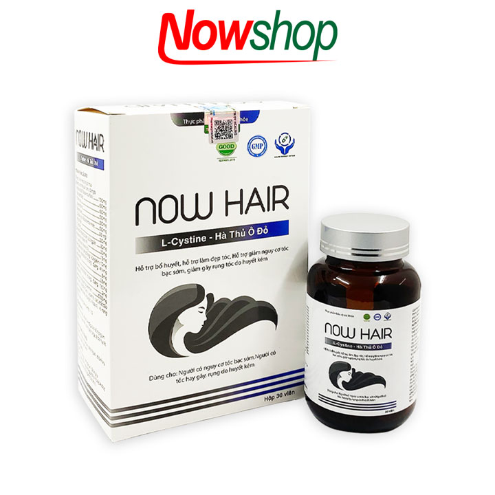 Viên uống hỗ trợ mọc và làm đẹp móng tóc Now Hair L - cystine Hà Thủ Ô Đỏ giúp giảm xơ rối gãy rụng làm đen cải thiện tóc bạc sớm