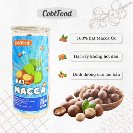 Combo 2 hộp Hạt macca Daklak tách nứt vỏ Cobi Food 500g Macca size A sấy thơm ngon, giàu dinh dưỡng, không hôi dầu