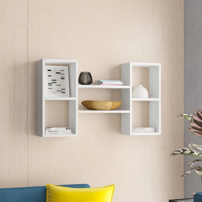Kệ Sách Treo Tường 5 Ngăn Đa Năng, Giá Sách Gỗ Trang Trí Phòng Ngủ Phòng Khách, Kệ Gỗ Để Đồ