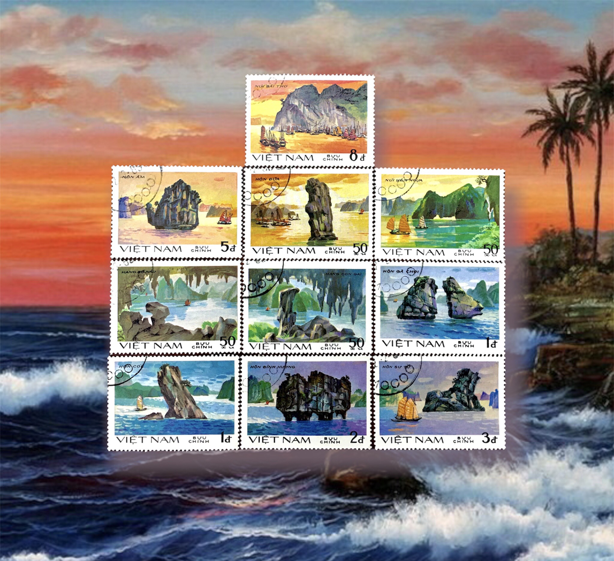 Bộ tem phong cảnh Vịnh Hạ Long 8 con năm 1984 sưu tầm