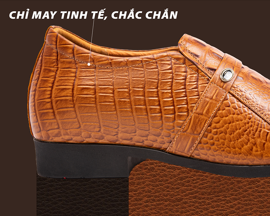 Giày Độn Nam T&amp;TRA Tăng Cao 6Cm- T05 Cá Sấu Nâu Sáng - Chất Liệu Da Bò Cao Cấp, Đế Cao Su, Phần Tăng Cao Ẩn Bên TrongGiày Cao Nam T&amp;TRA Tăng Cao 6Cm- S1010 Đen Trơn - Chất Liệu Da Bò Cao Cấp, Đế Cao Su Ghép- Đế Pháp, Phần Tăng Cao Ẩn Bên Trong