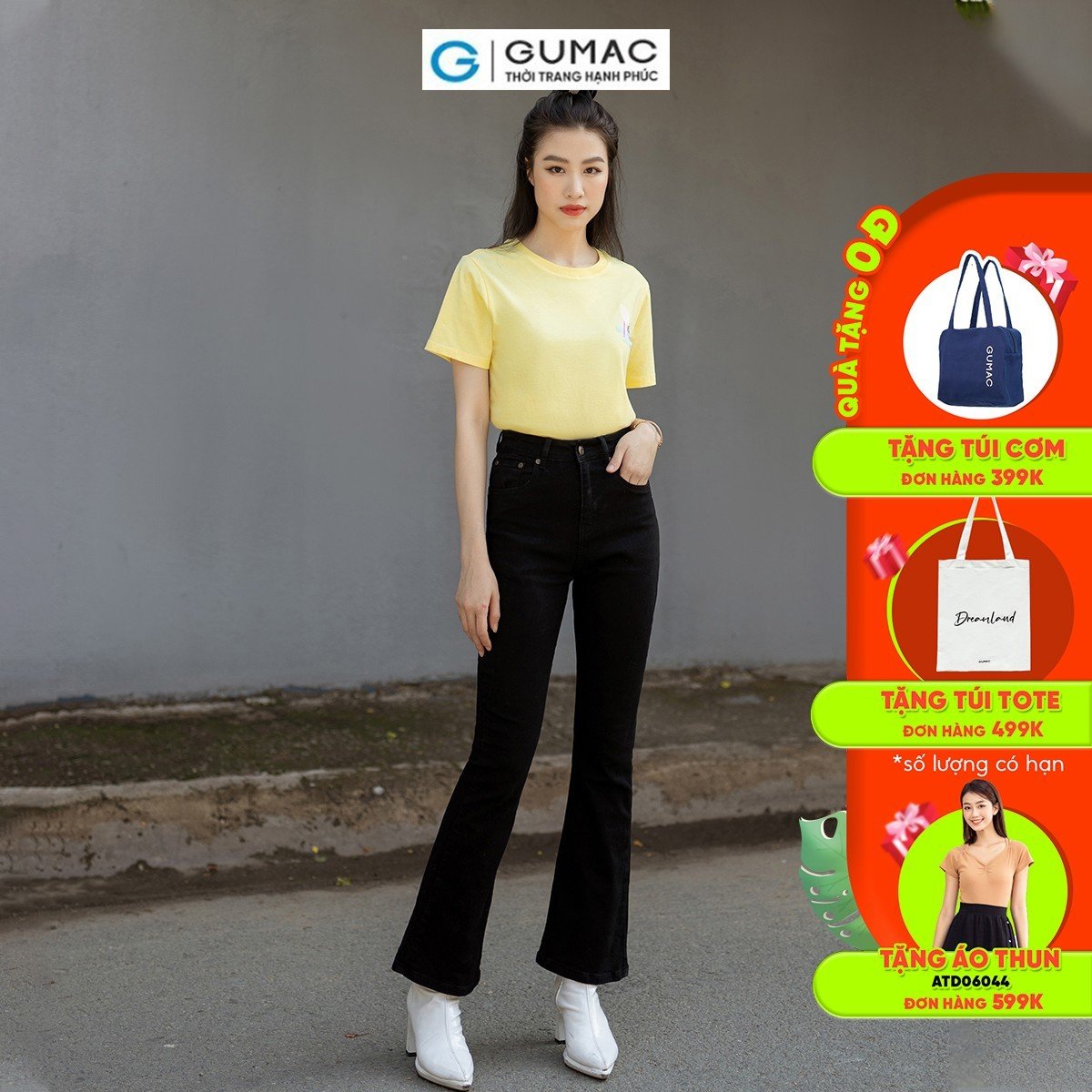 Quần Jeans nữ ống loe tôn dáng trẻ trung thời trang GUMAC QJD07048