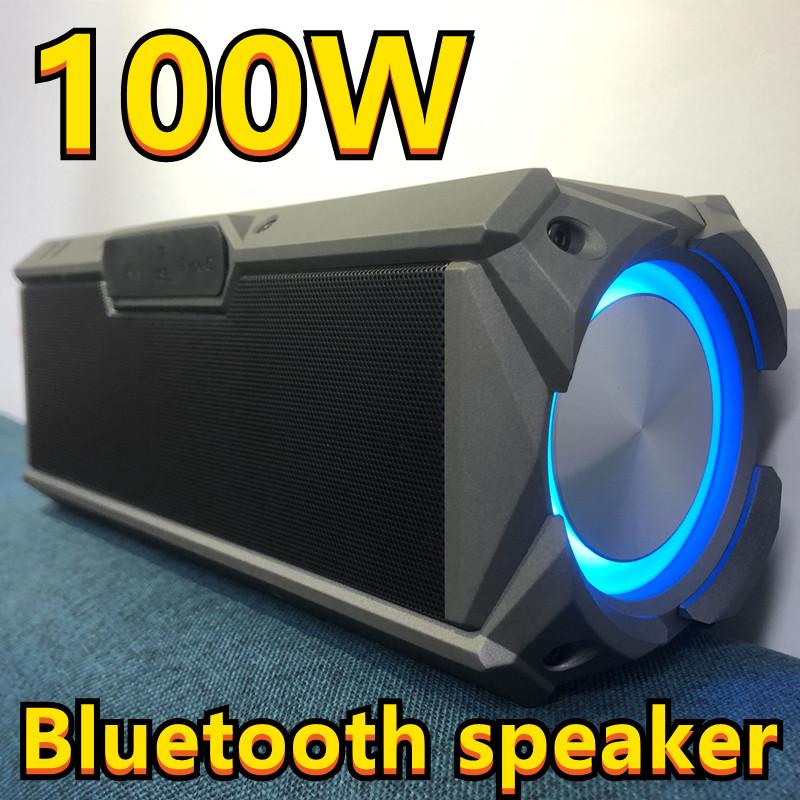 Caixa de som 100W loa công suất cao nhà hát tws 3D stereo subwofer âm thanh âm thanh ngoài trời không dây di động loa di động Color: Pink