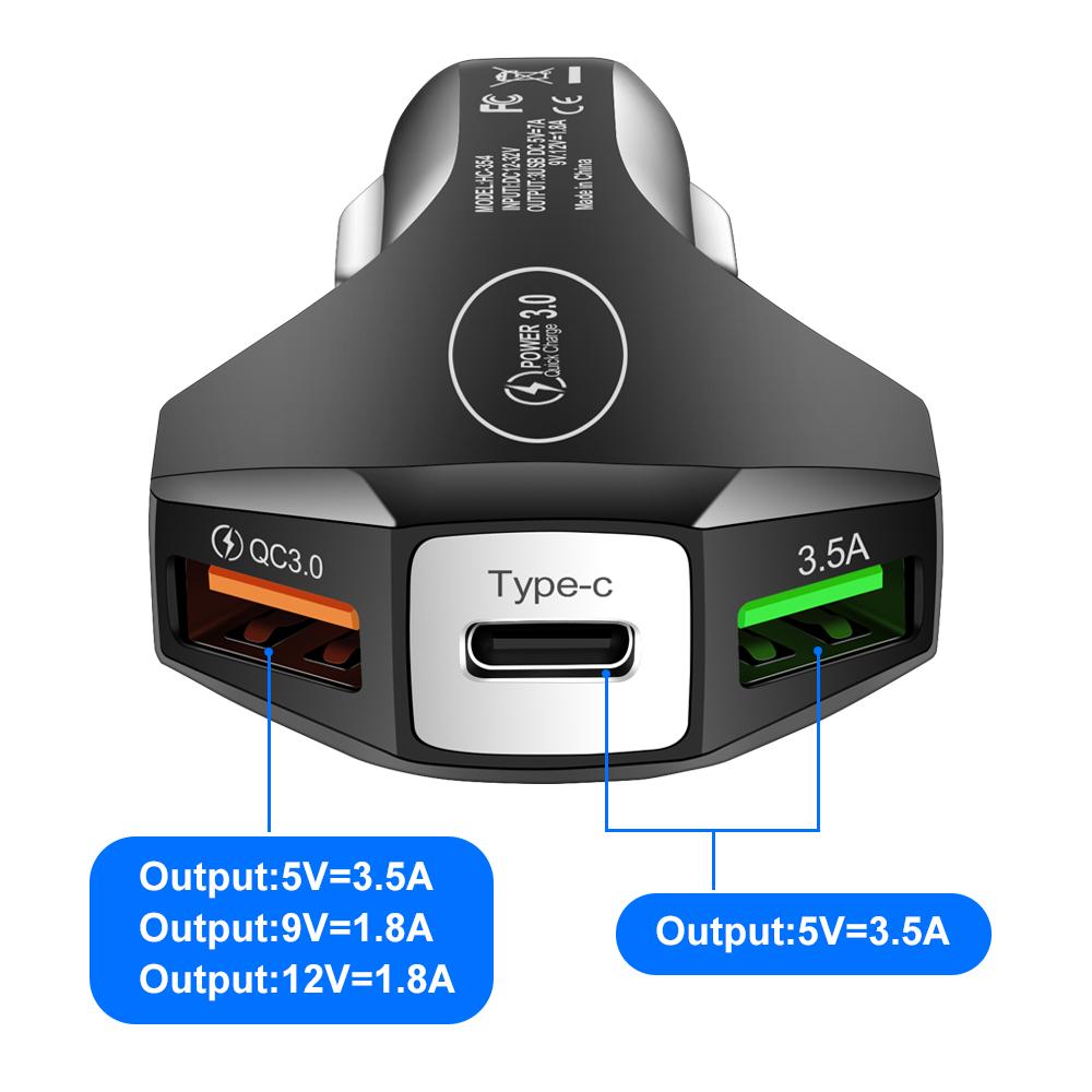QC 3.0 Bộ sạc xe hơi phí nhanh Dual USB PD Sạc nhanh