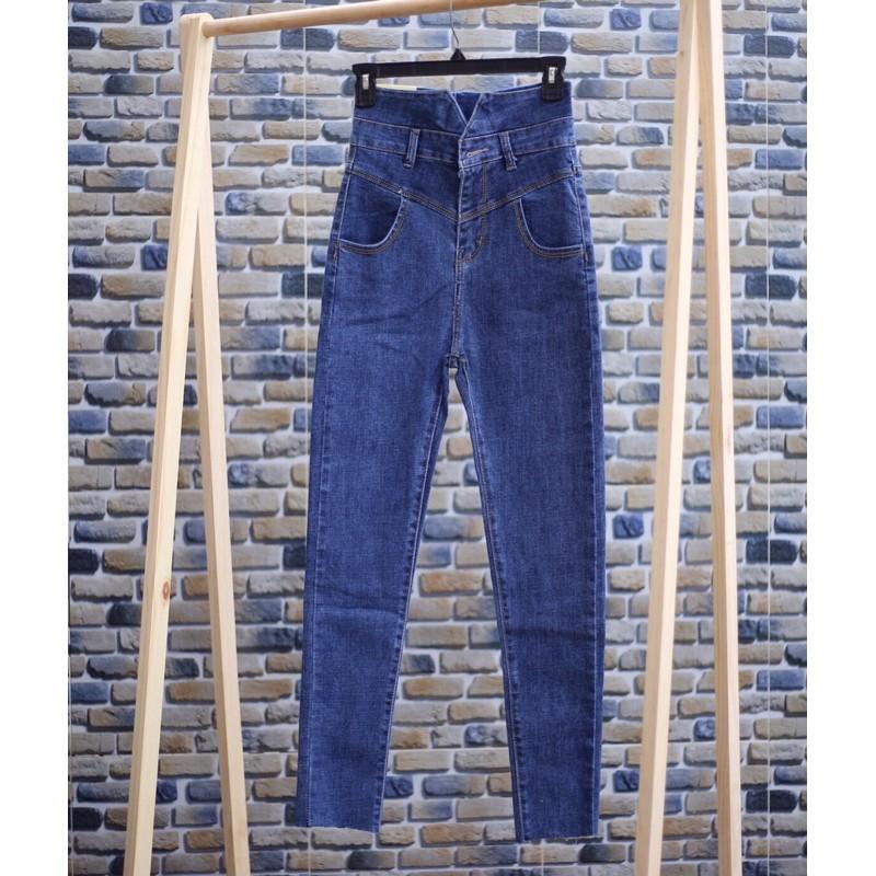 Quần jean nữ lưng siêu cao form dáng ôm, chần đường may Ms 4250