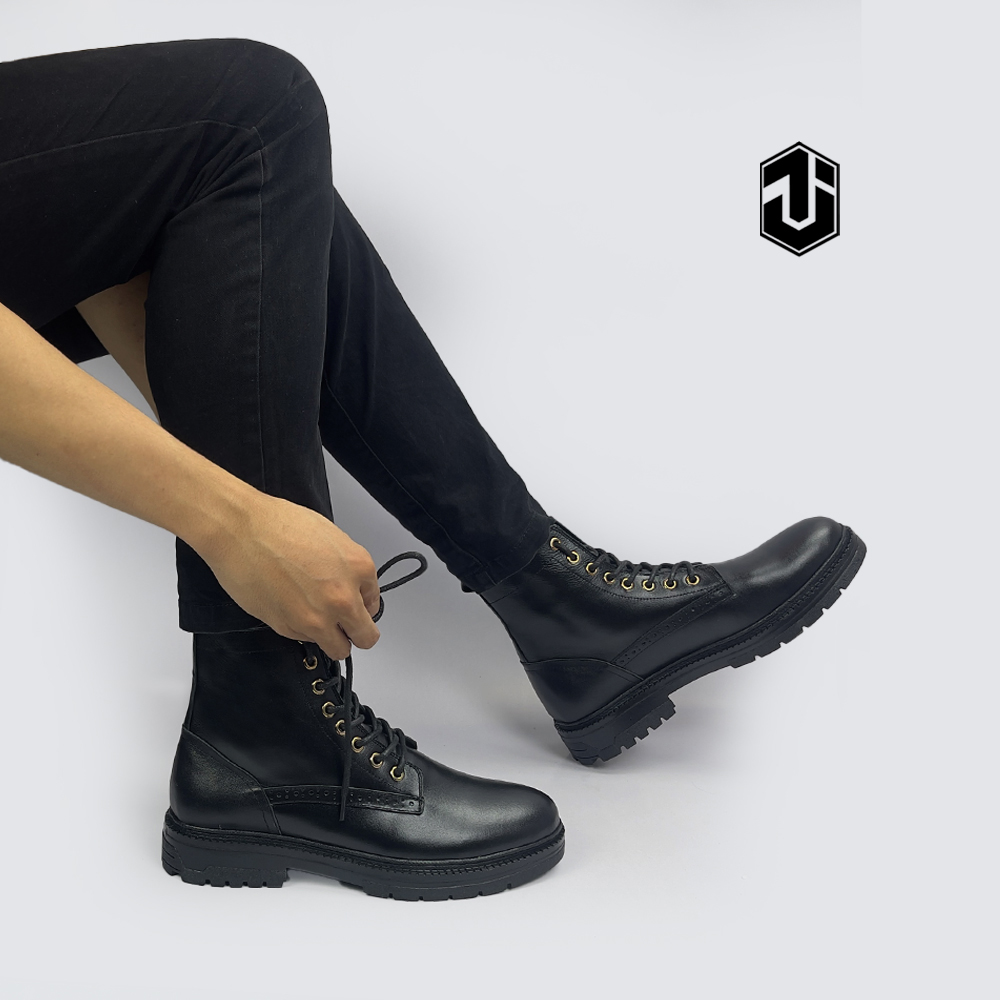 Giày Da Nam S Chunky Combat Boot J1, Da Bò Italy Nhập Khẩu, Đế Cao Su Tăng Chiều Cao 4.5cm Năng Động Cá Tính