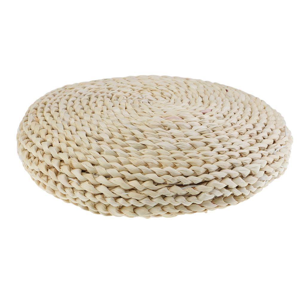 2xHot Natural Straw Round Pouf Tatami Cushion Meditation Yoga Mat Zafu Cushion