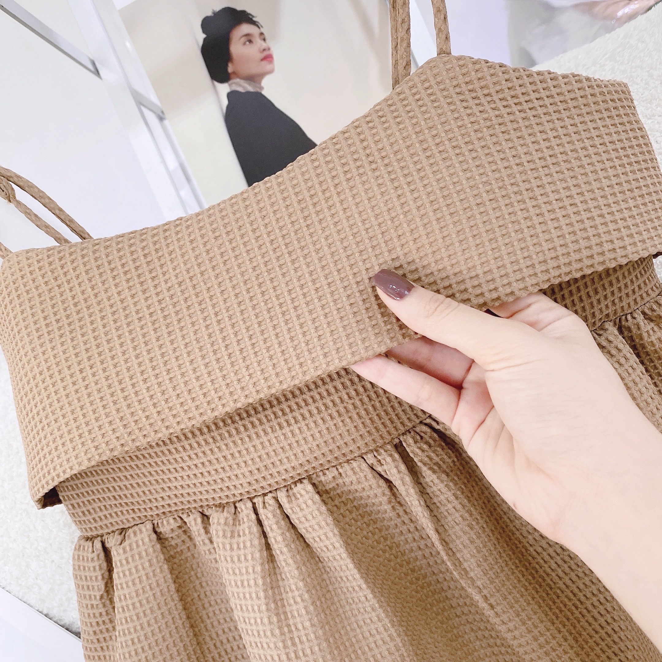 Đầm baby doll 2 dây cột nơ lưng